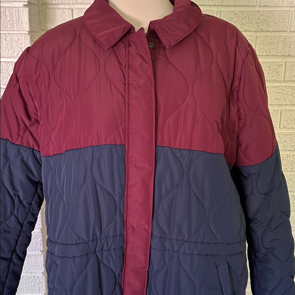 SUMMERSALT- long colorblock puffer coat black cherry - Picture 6 of 12